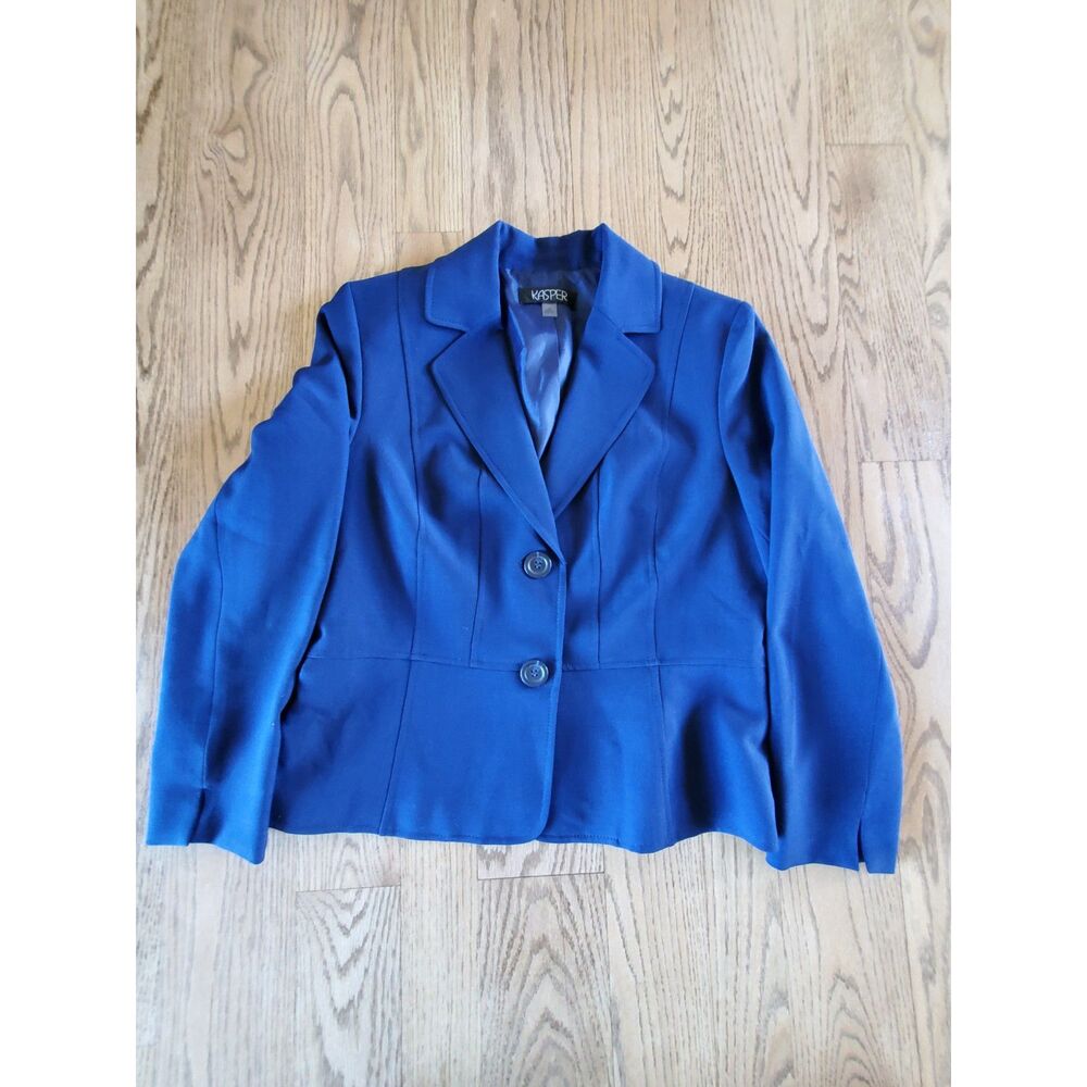 Kasper Women's 12 Navy Blue Blazer Double Buttons EUC